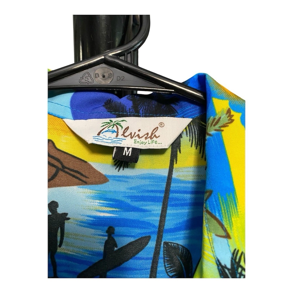 Alvish Mens Tropical Surfing Print Hawaiian Shirt Excellent Condition. Medium. - Picture 3 of 4